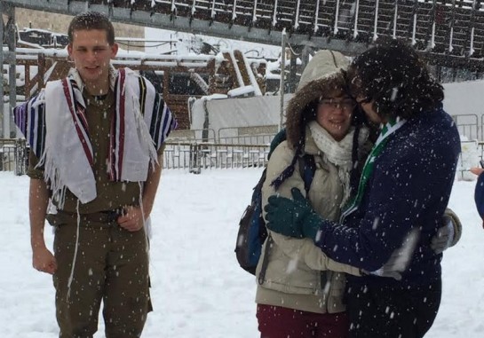 20150220 Snow in Jerusalem by the Western Wall